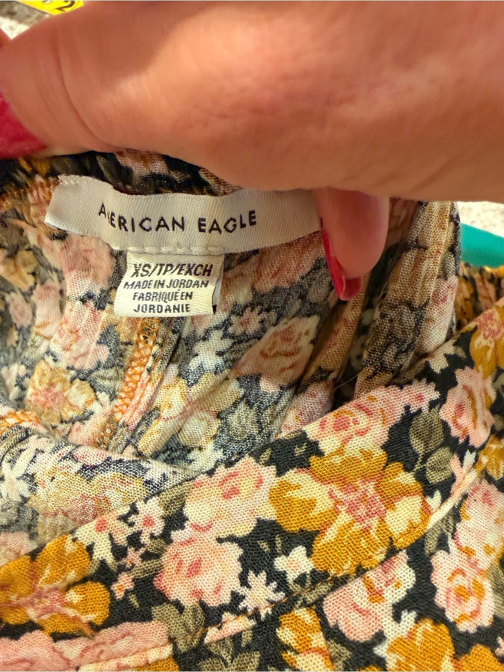 American Eagle Floral Wide Leg Pants XS High Rise Boho Pull On - Picture 8 of 10
